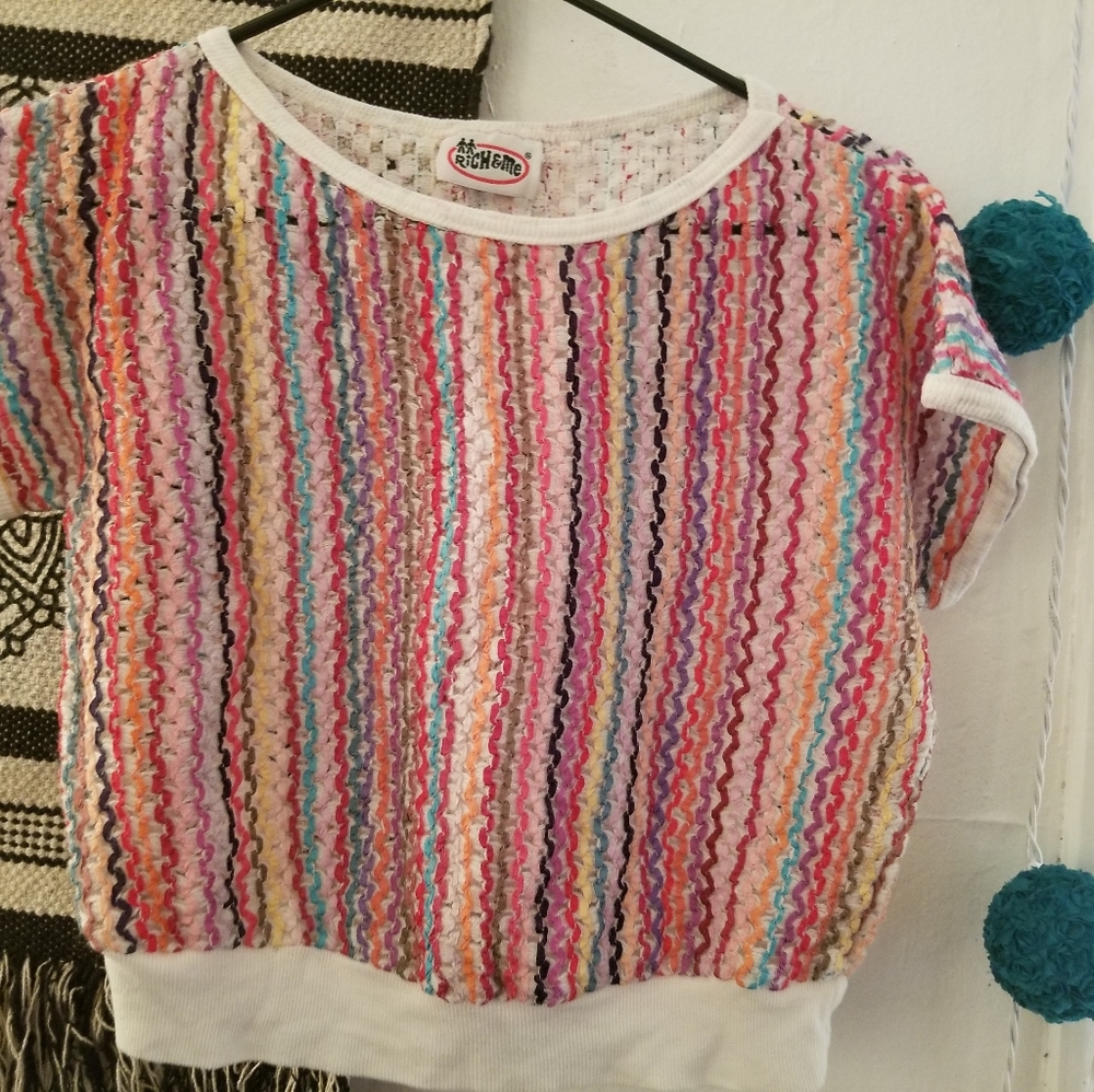 Vintage Colorful Ribbon Crop Top